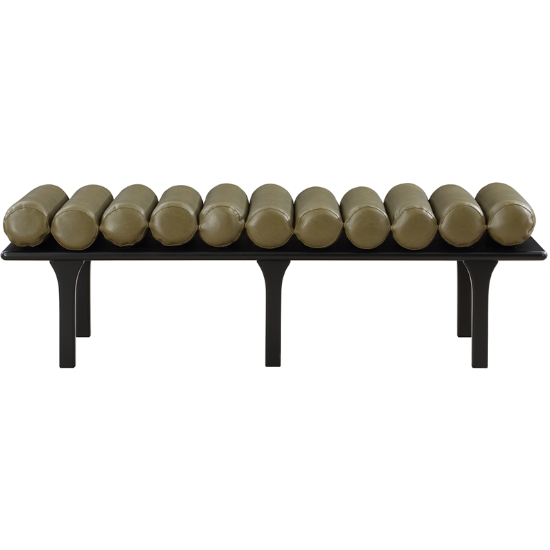 Maklaine Modern / Contemporary Olive Green Vegan Faux Leather Bench