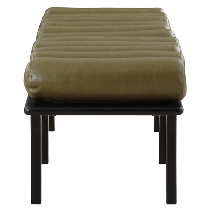Maklaine Modern / Contemporary Olive Green Vegan Faux Leather Bench