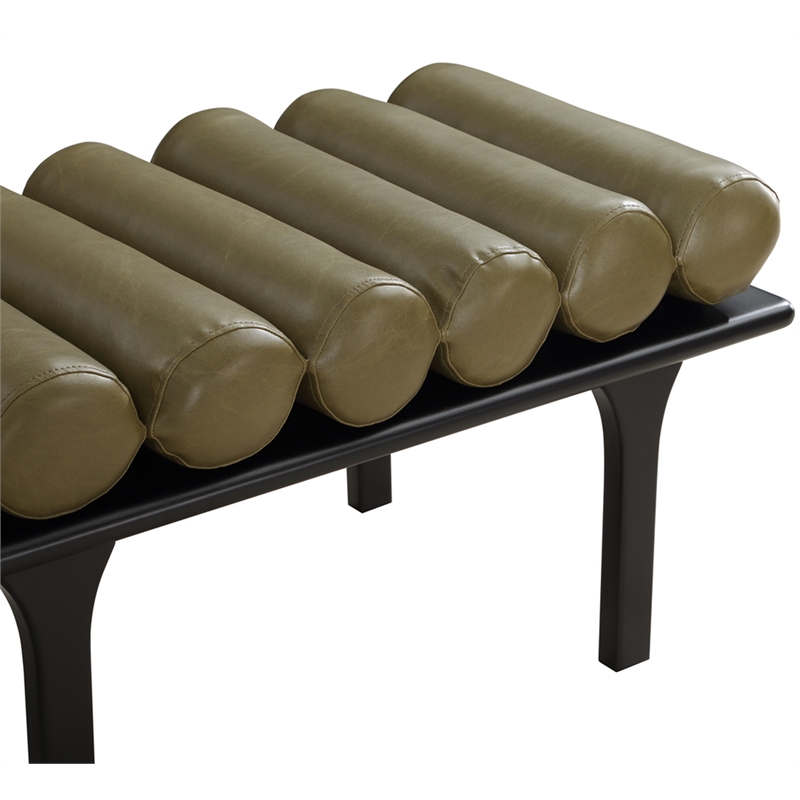 Maklaine Modern / Contemporary Olive Green Vegan Faux Leather Bench