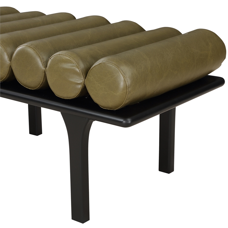 Maklaine Modern / Contemporary Olive Green Vegan Faux Leather Bench