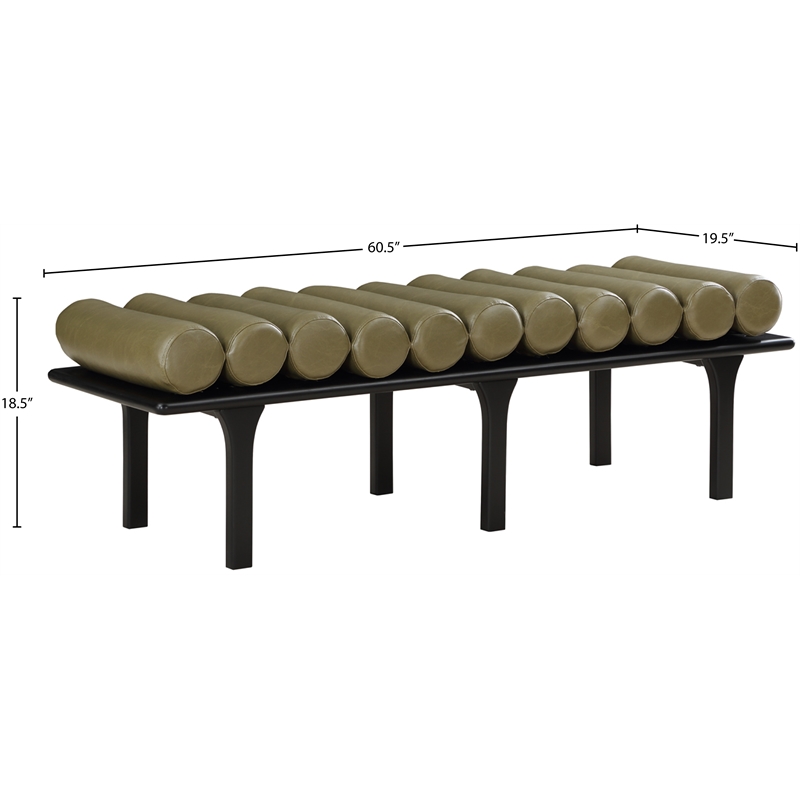 Maklaine Modern / Contemporary Olive Green Vegan Faux Leather Bench