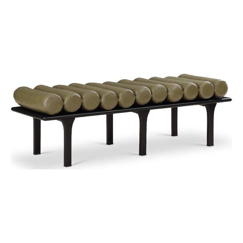 Maklaine Modern / Contemporary Olive Green Vegan Faux Leather Bench