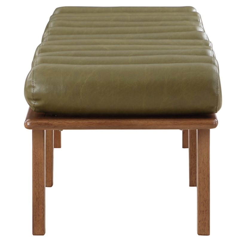 Maklaine Modern / Contemporary Olive Green Vegan Faux Leather Bench