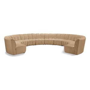 Maklaine Modern / Contemporary Camel Velvet 10pc. Modular Sectional