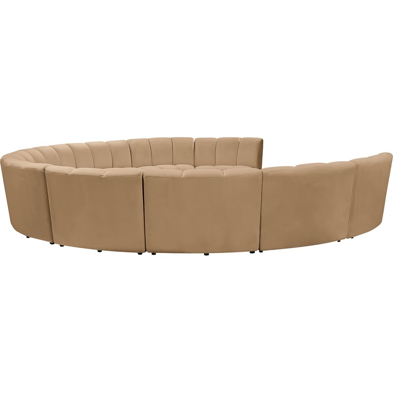 Maklaine Modern / Contemporary Camel Velvet 10pc. Modular Sectional