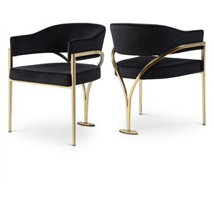Maklaine Velvet Black Dining Chair Rectangular Iron Frame Modern 23.5&quot Unassembled