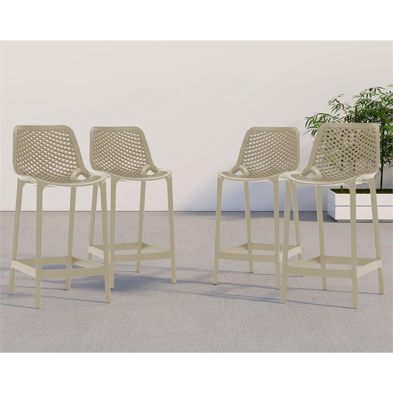 Maklaine Modern / Contemporary Taupe Outdoor Patio Stool (Set of 4)