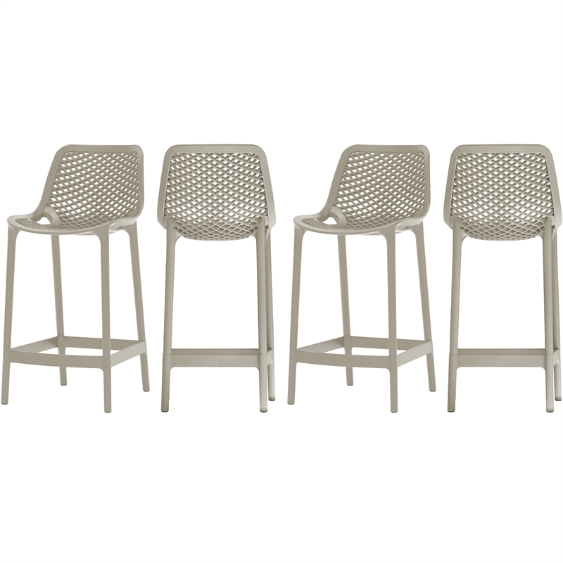 Maklaine Modern / Contemporary Taupe Outdoor Patio Stool (Set of 4)