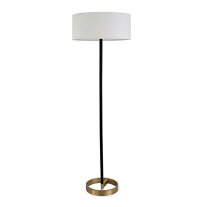Maklaine Contemporary 20&quot Matte Black/Brass Metal/Fabric Floor Lamp
