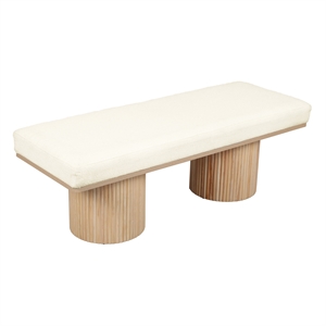 Maklaine Transitional 16.7&quot Upholstered Fabric & MDF Bench in White