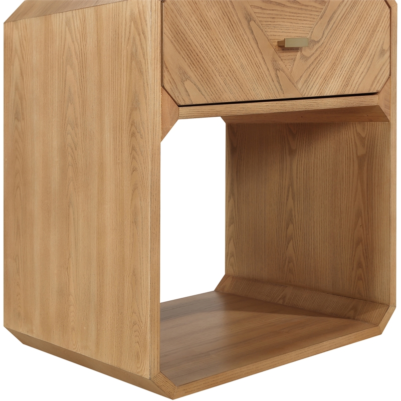 Maklaine Engineered Wood Mid-Century Natural Ash Veneer Night stand