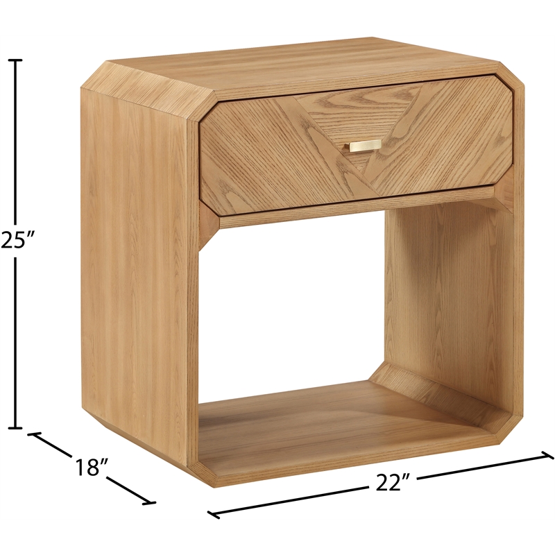 Maklaine Engineered Wood Mid-Century Natural Ash Veneer Night stand