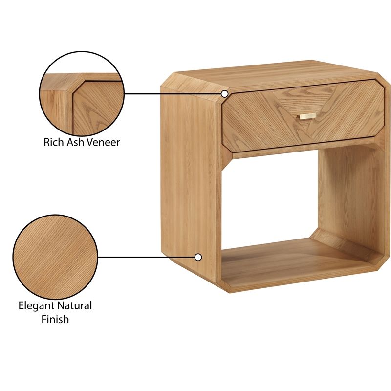Maklaine Engineered Wood Mid-Century Natural Ash Veneer Night stand
