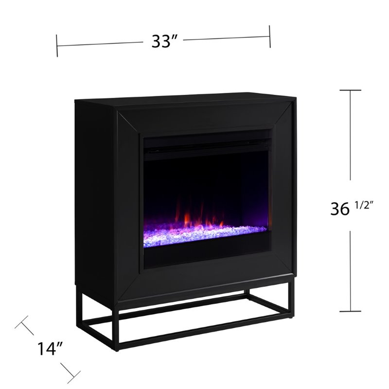 Maklaine Engineered Wood Color Changing Electric Fireplace in Black