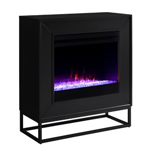 Maklaine Engineered Wood Color Changing Electric Fireplace in Black