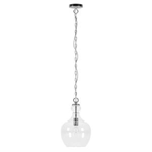 Maklaine Contemporary 11&quot Brushed Nickel Finish Metal/Glass Pendant