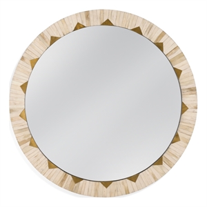 Maklaine Contemporary Wall Mirror in Off White Resin and Bone Frame