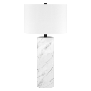 Maklaine Mid-Century 15&quot Marble/Brass Marble/Metal/Fabric Table Lamp