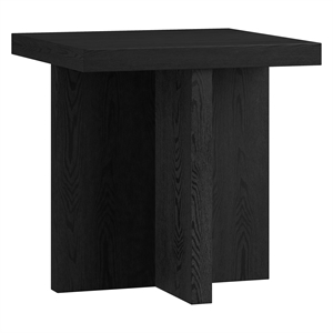 Maklaine Engineered Wood Contemporary 22&quot Black Grain MDF Side Table
