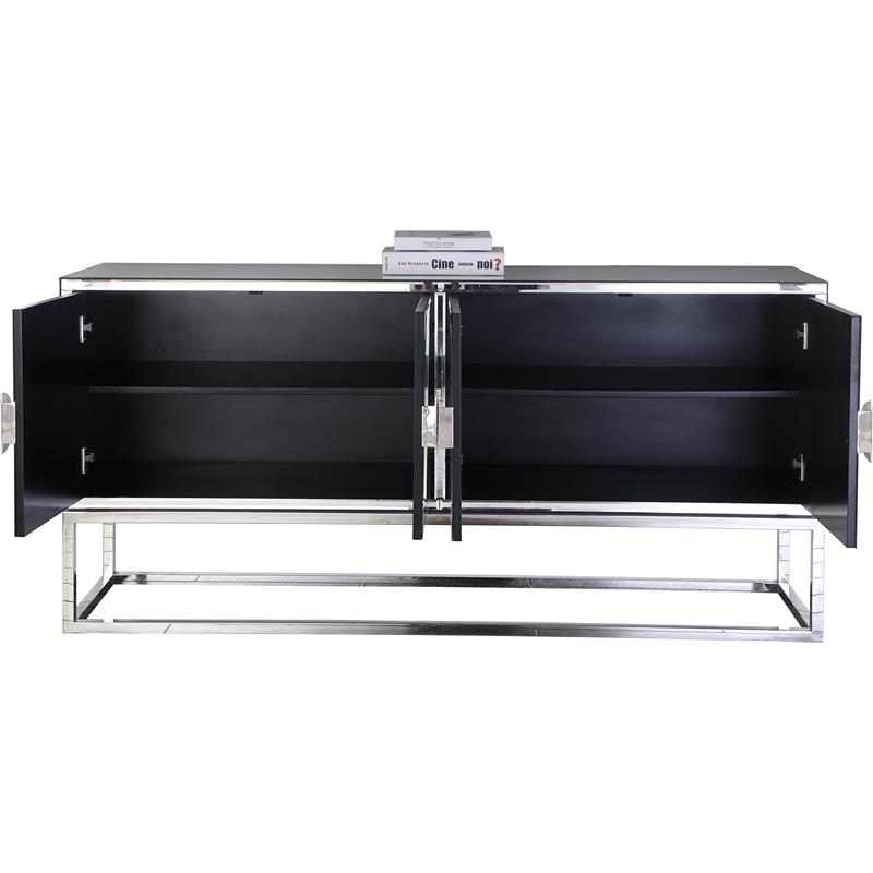 Maklaine Modern / Contemporary Solid Wood Sideboard/Buffet in Chrome