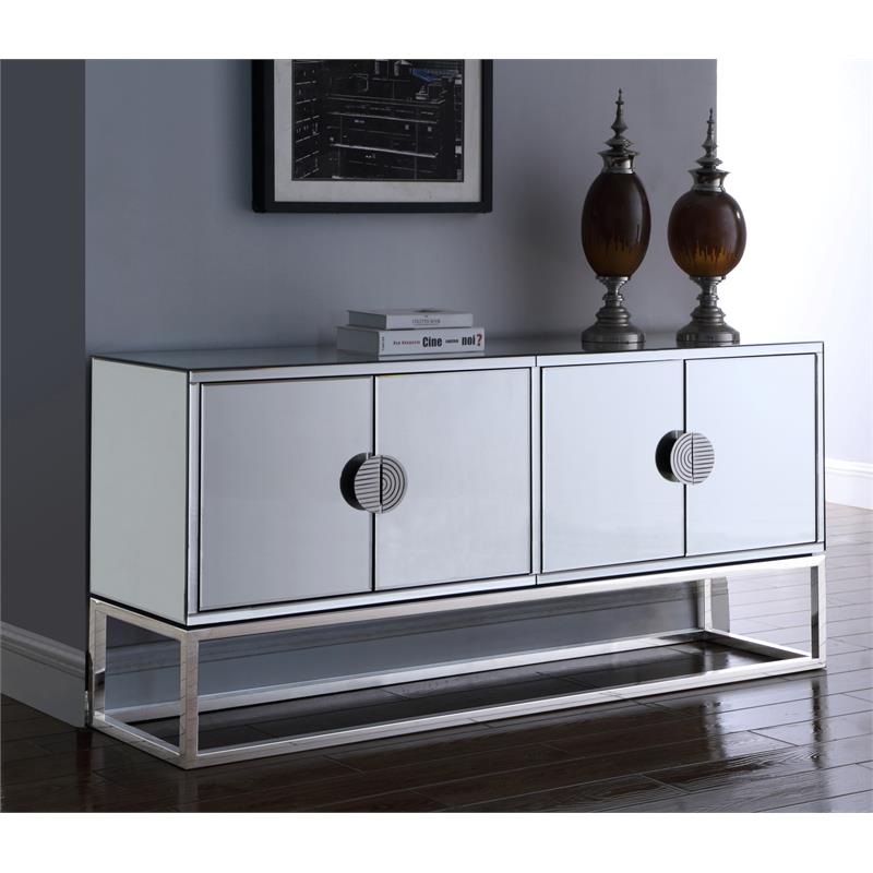 Maklaine Modern / Contemporary Solid Wood Sideboard/Buffet in Chrome
