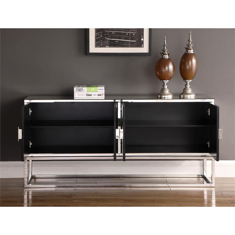 Maklaine Modern / Contemporary Solid Wood Sideboard/Buffet in Chrome