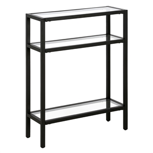 Maklaine Contemporary 22&quot Blackened Bronze Metal/Glass Console Table