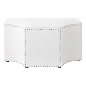 Maklaine Contemporary Faux Leather Octagon Cocktail Ottoman in White