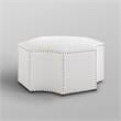Maklaine Contemporary Faux Leather Octagon Cocktail Ottoman in White
