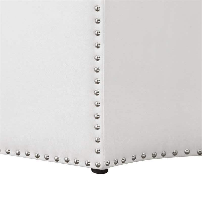 Maklaine Contemporary Faux Leather Octagon Cocktail Ottoman in White