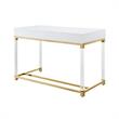 Maklaine 2-Drawer Metal Writing Desk with Acrylic Legs in White/Gold