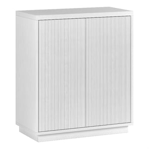Maklaine Engineered Wood Contemporary 27.75&quot White MDF Accent Cabinet