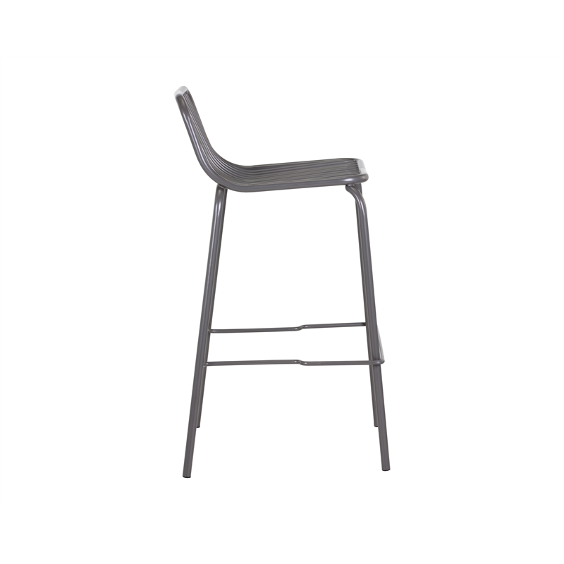 Maklaine Outdoor Stainless Steel Counter Stool - Dark Gray (Set of 2)