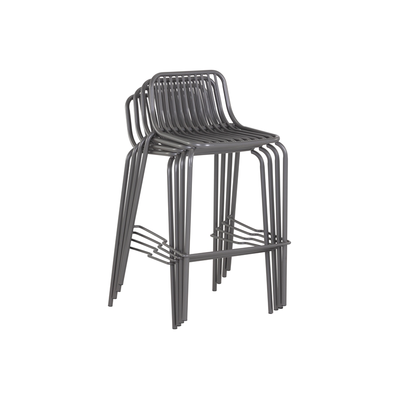 Maklaine Outdoor Stainless Steel Counter Stool - Dark Gray (Set of 2)