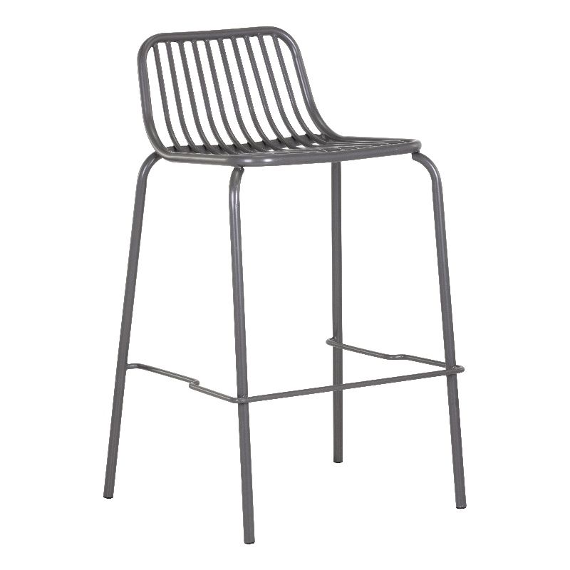 Maklaine Outdoor Stainless Steel Counter Stool - Dark Gray (Set of 2)