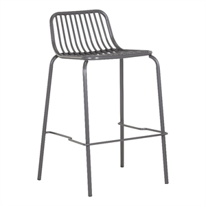 Maklaine Outdoor Stainless Steel Counter Stool - Dark Gray (Set of 2)