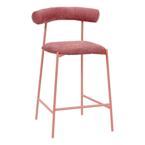 Maklaine Contemporary 25.4&quot Upholstered Velvet Counter Stool in Mauve