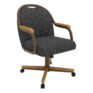 Maklaine Caster Dining Chair in Chestnut Solid Wood and Bronze Finish