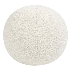 Maklaine 12&quot Round Sphere Accent Ball Throw Pillow Ivory White Boucle