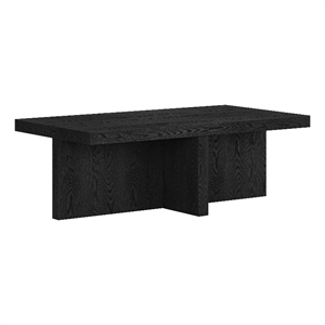 Maklaine Engineered Wood Contemporary 44&quot Black Grain MDF Coffee Table
