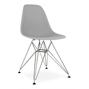 Maklaine Contemporary 17&quot Plastic and Chrome Steel Dining Chair in Gray