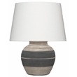 Maklaine Contemporary Ceramic Table Lamp in Beige and Dark Grey Ceramic