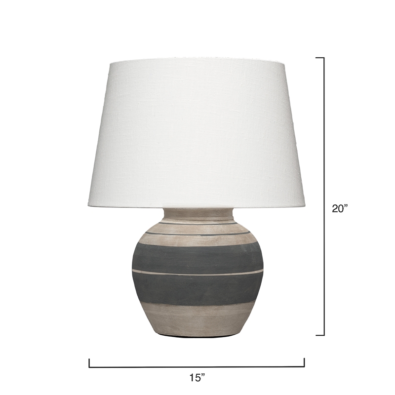 Maklaine Contemporary Ceramic Table Lamp in Beige and Dark Grey Ceramic