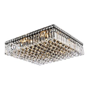 Maklaine Transitional 20&quot Metal and Crystal Flush Mount in Black Finish