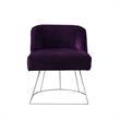 Maklaine Contemporary Velvet Vanity Stool with Curved Backrest in Purple