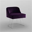 Maklaine Contemporary Velvet Vanity Stool with Curved Backrest in Purple