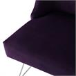 Maklaine Contemporary Velvet Vanity Stool with Curved Backrest in Purple