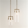Maklaine Contemporary 1-Light Metal & Glass Small Pendant in Brass/Clear