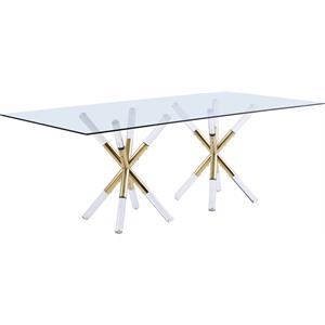 Maklaine Contemporary / Modern Rectangular Tempered Glass Top Dining Table