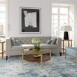 Maklaine Mid-Century Brass Metal Round Coffee Table with Walnut Wood Shelf